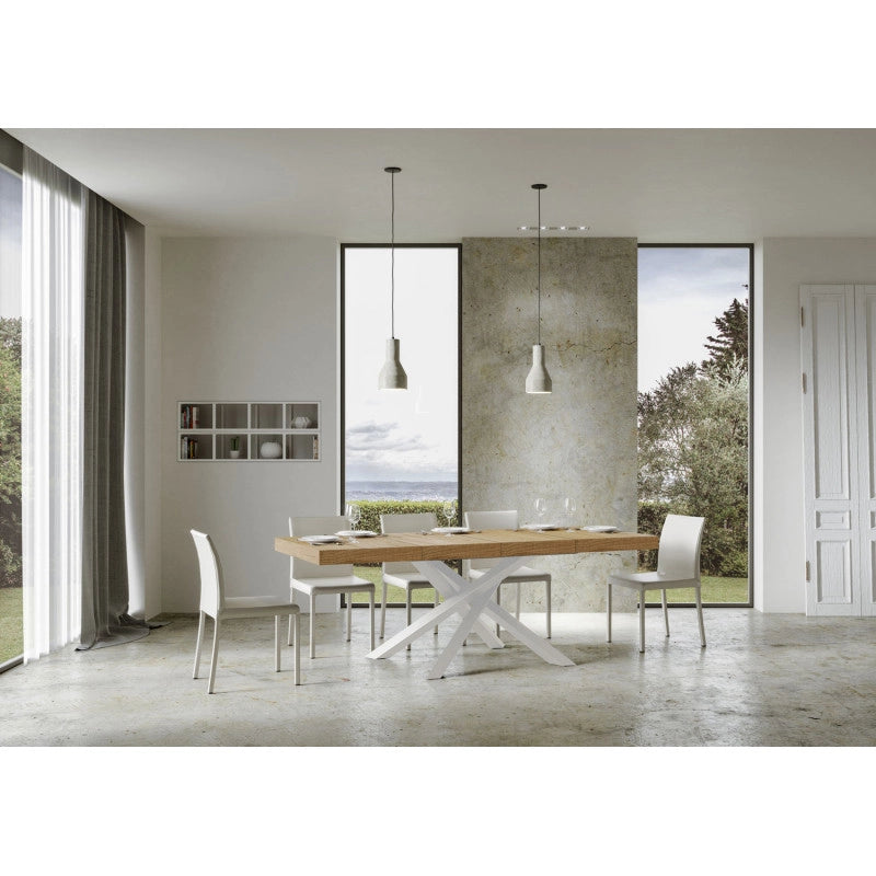 Tavolo allungabile 120/380x90 cm Volantis Premium telaio Bianche - Quercia Natura