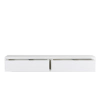 Mensola da Muro con 2 Cassetti Modello DOMINO, Comodino Sospeso, Mensola da Parete, 88.2x13.4 p20 cm. Finitura BIANCO - MADE IN ITALY