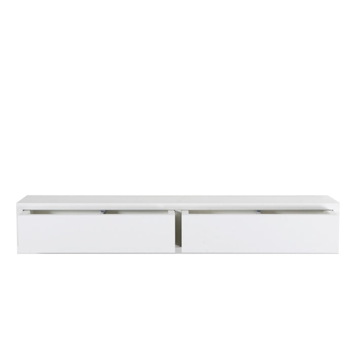 Mensola da Muro con 2 Cassetti Modello DOMINO, Comodino Sospeso, Mensola da Parete, 88.2x13.4 p20 cm. Finitura BIANCO - MADE IN ITALY