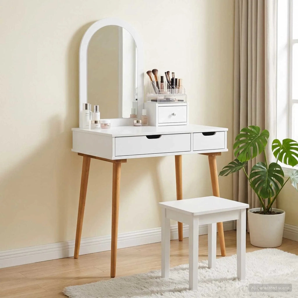 Set Tavolo da Trucco FAUSKE 3 pcs Bianco 76 x 50 x 143 cm 3438578