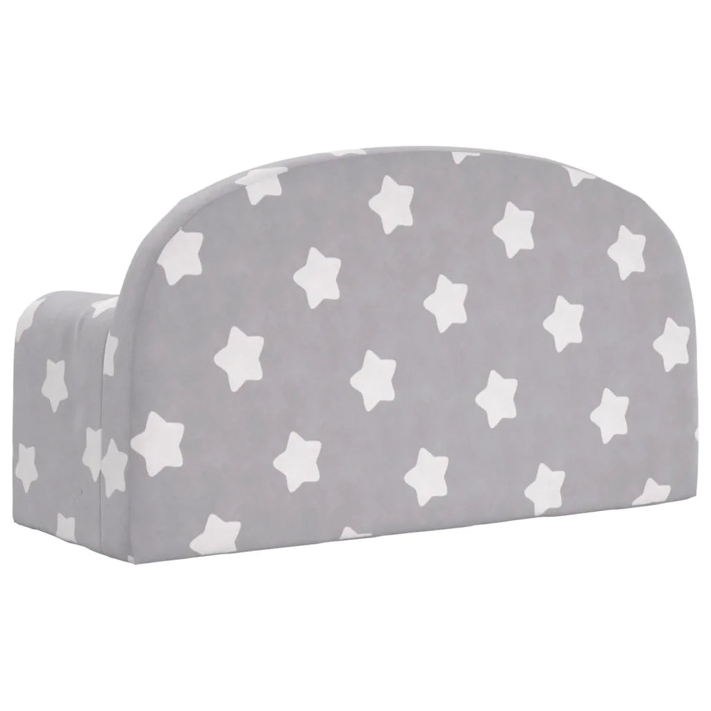 Divano Bambini 2 Posti-Sofa 2 Posti-Divanetto Grigio Chiaro con Stelle Morbido Peluche 569440