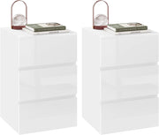Set di 2 Comodino per Camera da Letto, Mobiletto Bianco con 3 Cassetti, Cassettiera Piccola Salvaspazio in Legno, con Guide Metalliche, Design Moderno, 40x35x62cm