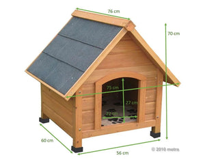 Cuccia per cani, in legno massello, tetto spiovente 70 x 60 x 75 cm