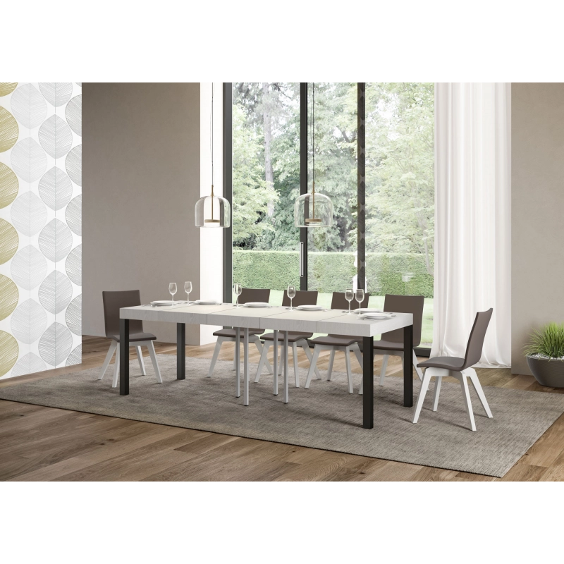 Tavolo allungabile 90x90/246 cm Everyday Premium telaio Antracite - Bianco Frassino