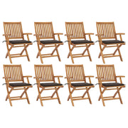 Sedie da Giardino Pieghevoli con Cuscini 8 pz Massello di Teak cod mxl 72177