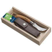 Opinel O-WB1327 Astuccio N°08 Funghi + Guaina Lama 8 cm in Acciaio Inox Manico in Legno di Rovere con Spazzola Integrata Fodero incluso colore Legno