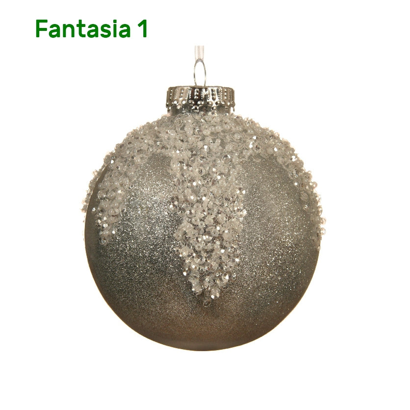 PALLA CON DECORI 10CM BIANCO