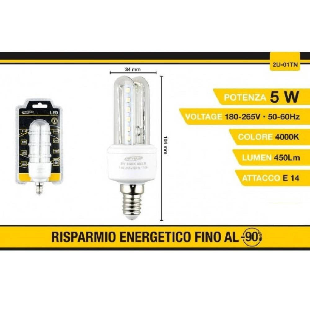 Trade Shop - Lampadina Led E14 5w Bianco Caldo 3000k Freddo 6500k Naturale 4000k 24d 2u-01t -