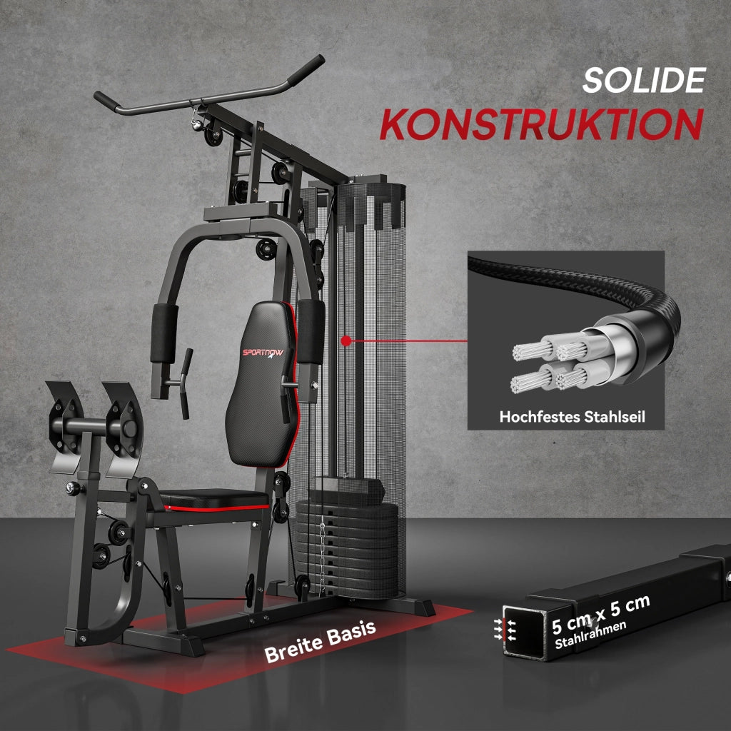 Stazione Fitness Multifunzione ¨C Xylo ¨C Con Blocchi Peso 45kg, Cavi Alti, Leg Press