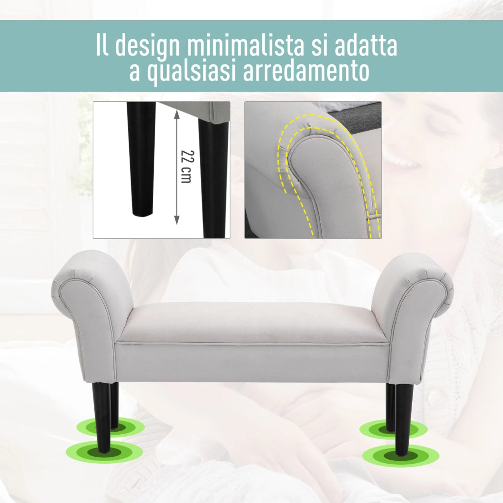 Panca Scarpiera con Braccioli ¨C Zephmum ¨C Grigio Bianco 102x36x51cm