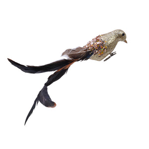 UCCELLINO CLIP ORO CON PIUME E