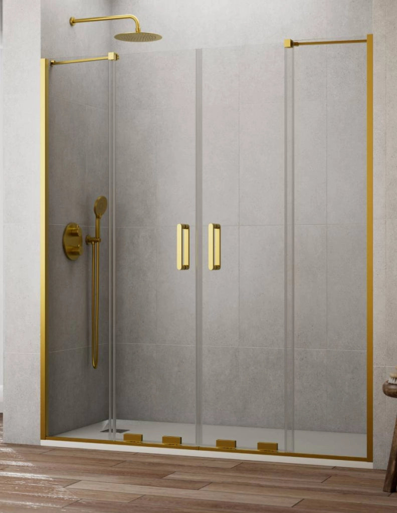 Porta doccia scorrevole 2+2 CIRENE (KENNA) 150 cm Profilo Oro