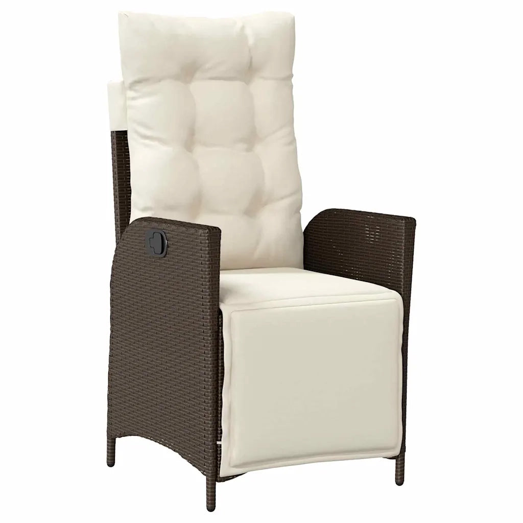 Set da Pranzo per Giardino con cuscino 5 pcs Marrone polyrattan 3380543