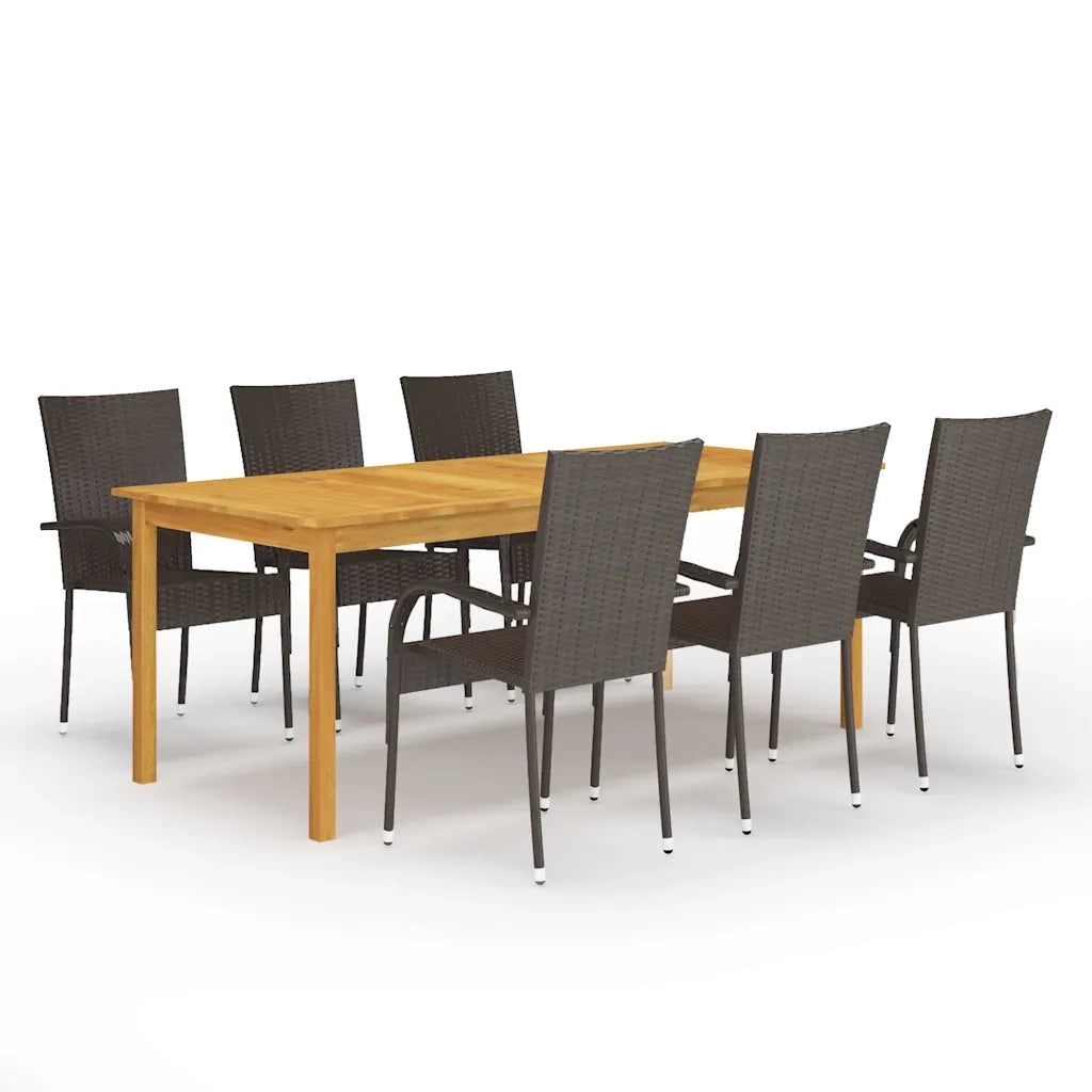 Set Mobili da Pranzo per Giardino 7 pz Marrone cod mxl 45682