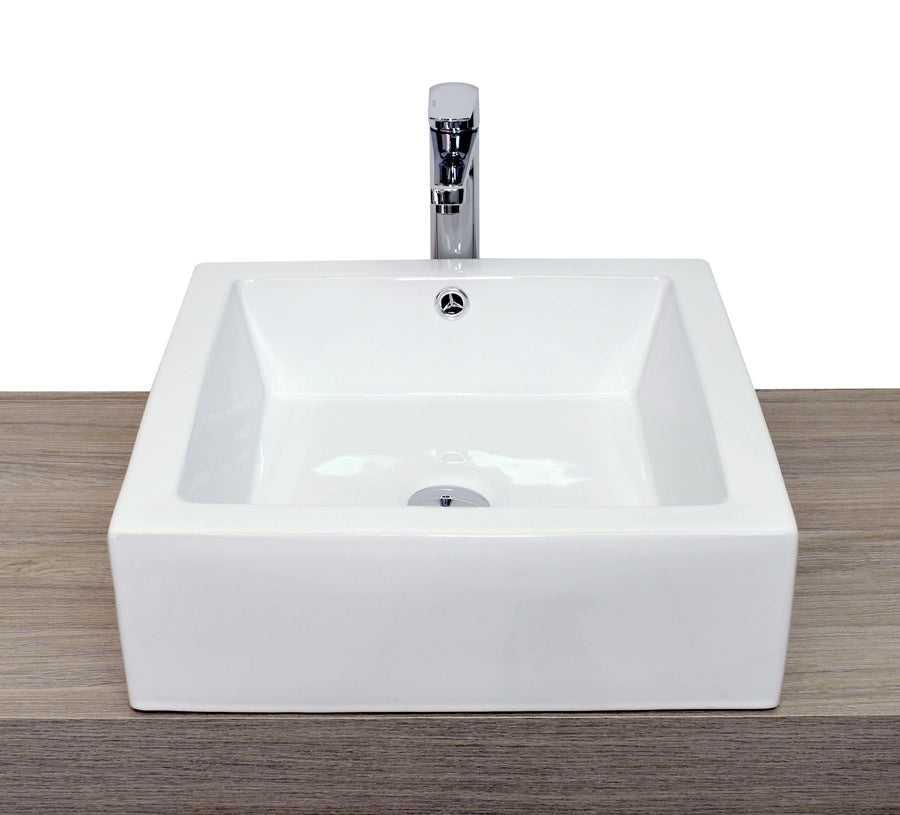 Lavabo da appoggio con troppo pieno 46x46x15 cm bianco Mues Miral