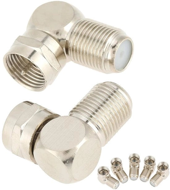 Adattatore di connettore RG6 90 gradi, 5 pezzi, da maschio a F-type femmina, connettore a Y per cavi di antenna TV