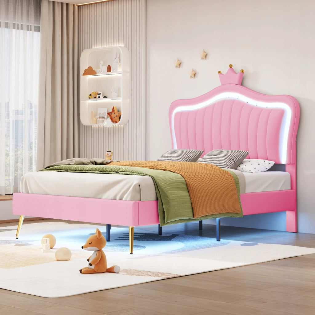 Letto per bambini 90x200 - Xylo - Rosa con LED