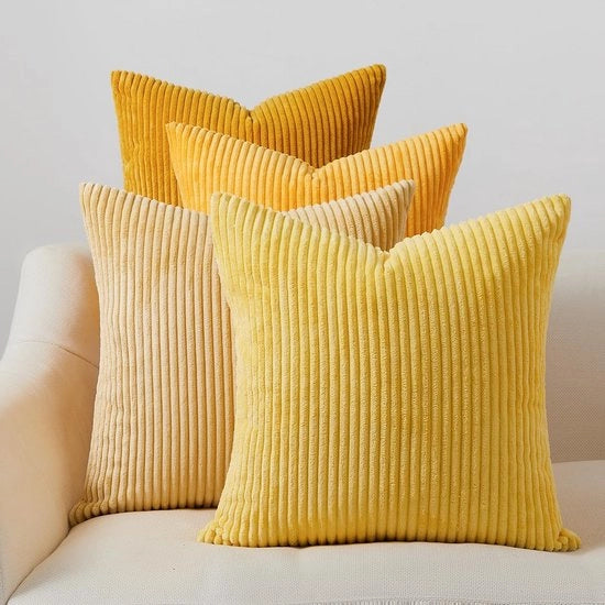 Set di 4 cuscini decorativi in corduroy 45 x 45 cm, con cuscino decorativo per divano e camera da letto.