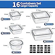 Confezione da 32 pezzi con coperchio, 32-delig (16 contenitori + 16 coperchi), contenitore a chiusura ermetica in plastica per alimenti, contenitore per congelati da microonde (1 l, 840 ml, 700 ml, 550 ml, 350 ml)