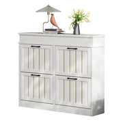 Scarpiera con 4 ante a ribalta e 8 ripiani regolabili; per ingresso e corridoio; in MDF; bianco; 105 × 24 × 83 cm