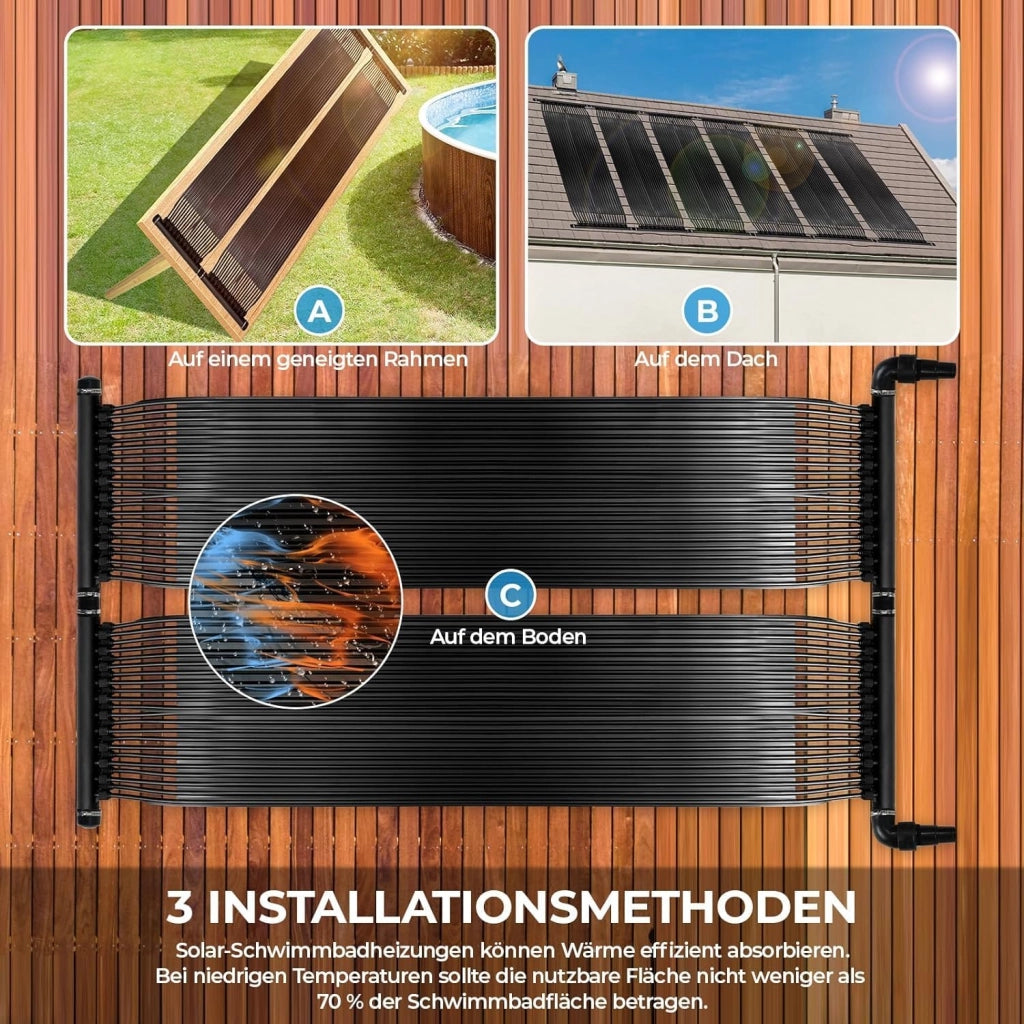 Collettore Solare per Piscina 300x75 cm, Riscaldatore per Piscina, Riscaldamento Solare per Piscine, Riscaldatore Solare, Piscina 2,1㎡ Fino a 12000 Litri Contenuto d'Acqua, Resistente UV