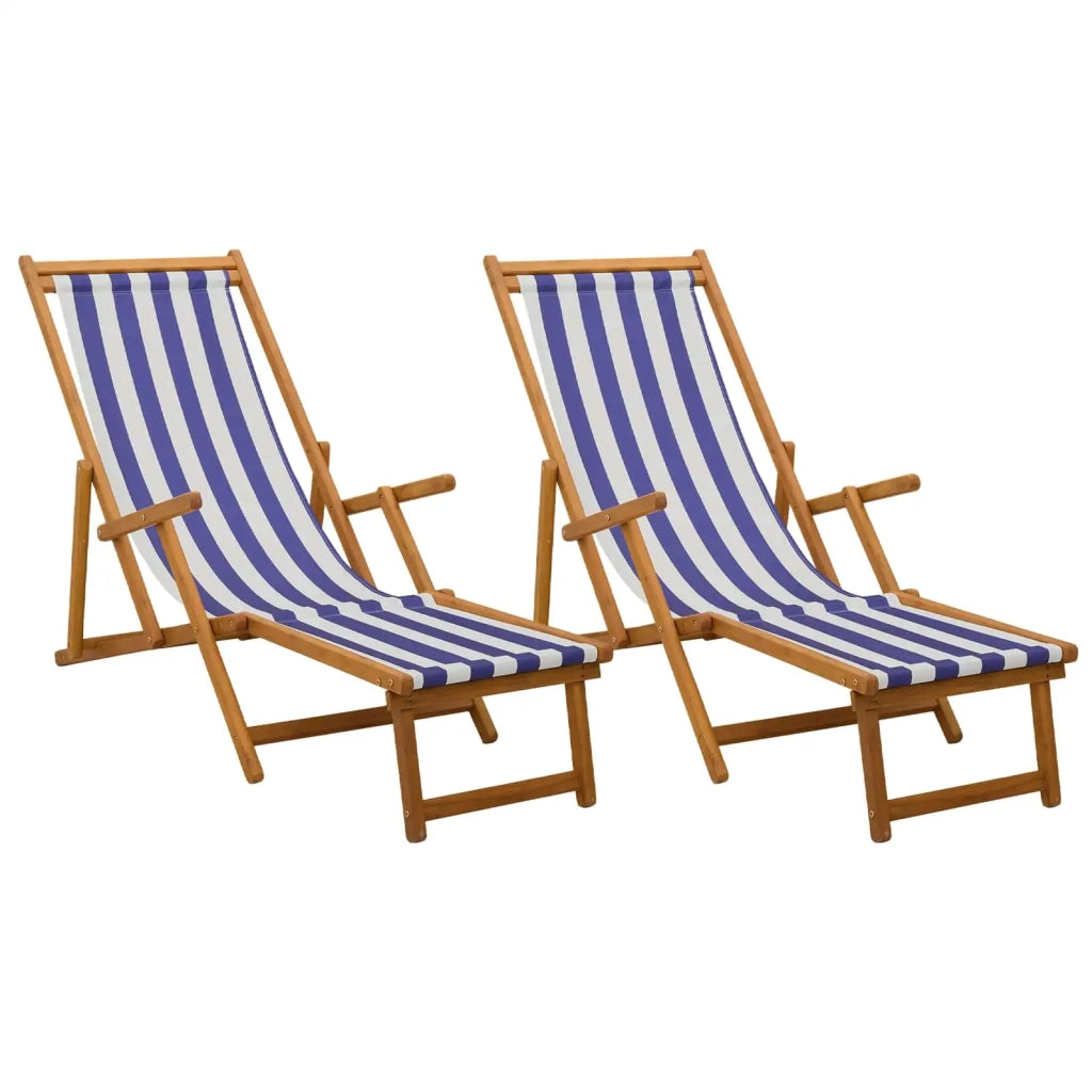 Lettino prendisole pieghevole 2 pcs 3 Posizione Blu e Bianco 3407828