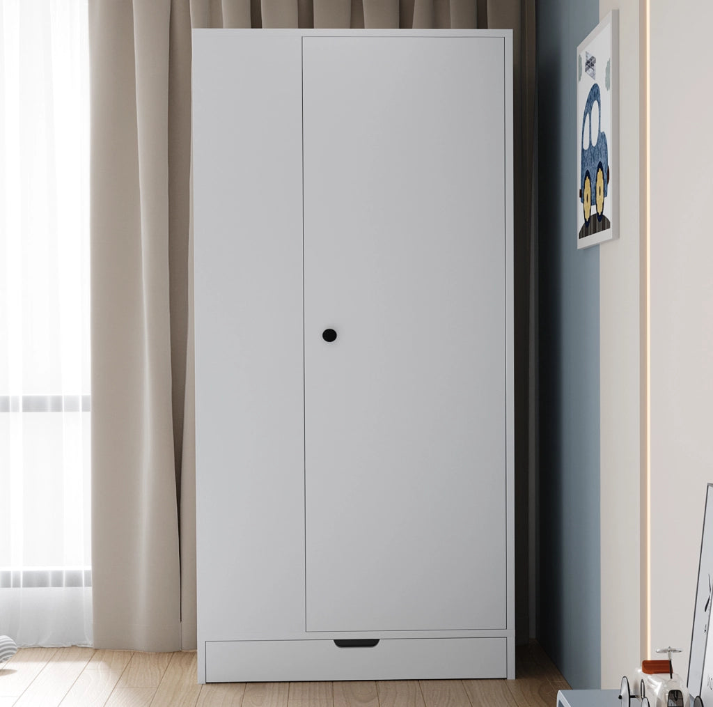 Armadio ULEVR 70x40x170 cm a un'anta con ripiani regolabili e cassetti, bianco