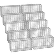 Set di 10 gabbioni per pietre gabbia metallica cestino per pietre maglia 5 x 10 cm zincato muro decorazione da giardino 100 x 50 x 30 cm grigio 12_0005953