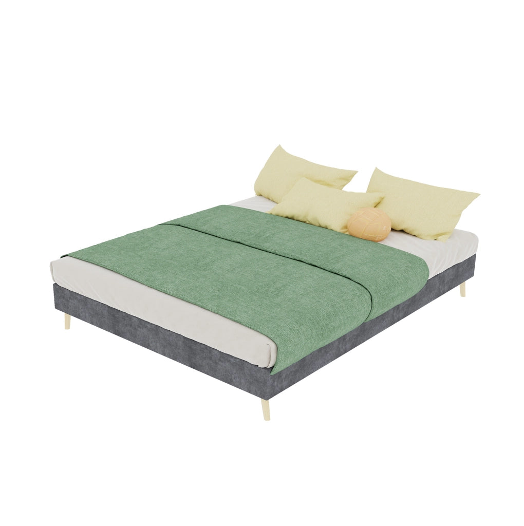Letto con materasso 140x200 cm in tessuto e metallo grigio