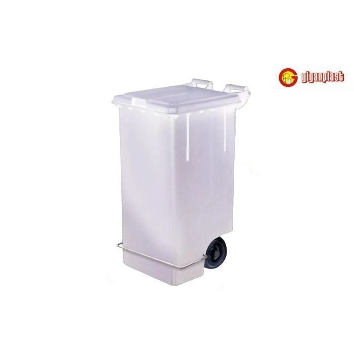 Giganplast GPS570060 Max Pattumiera 80 lt Con Pedale Con Ruote Con Reggisacco Colore Bianco