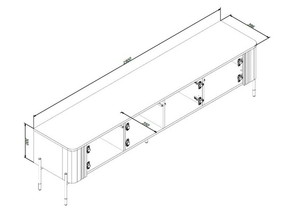 Mobile porta TV Brembana, Madia da salotto con quattro ante battenti, Rialzato da terra, 190x40 h50 cm, Beige