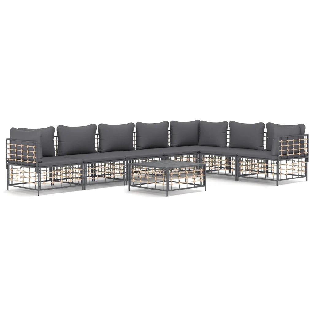 Set Divani da Giardino 8 pz con Cuscini Antracite in Polyrattan 3186763