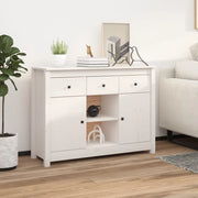 Credenza Bianca 100x35x74,5 cm in Legno Massello di Pino 814550