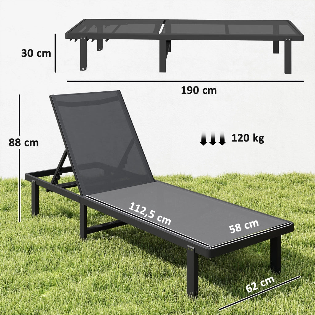 Transat da Giardino con Rotelle ¨C zephmum ¨C Textilene 530g/m2 Grigio Scuro