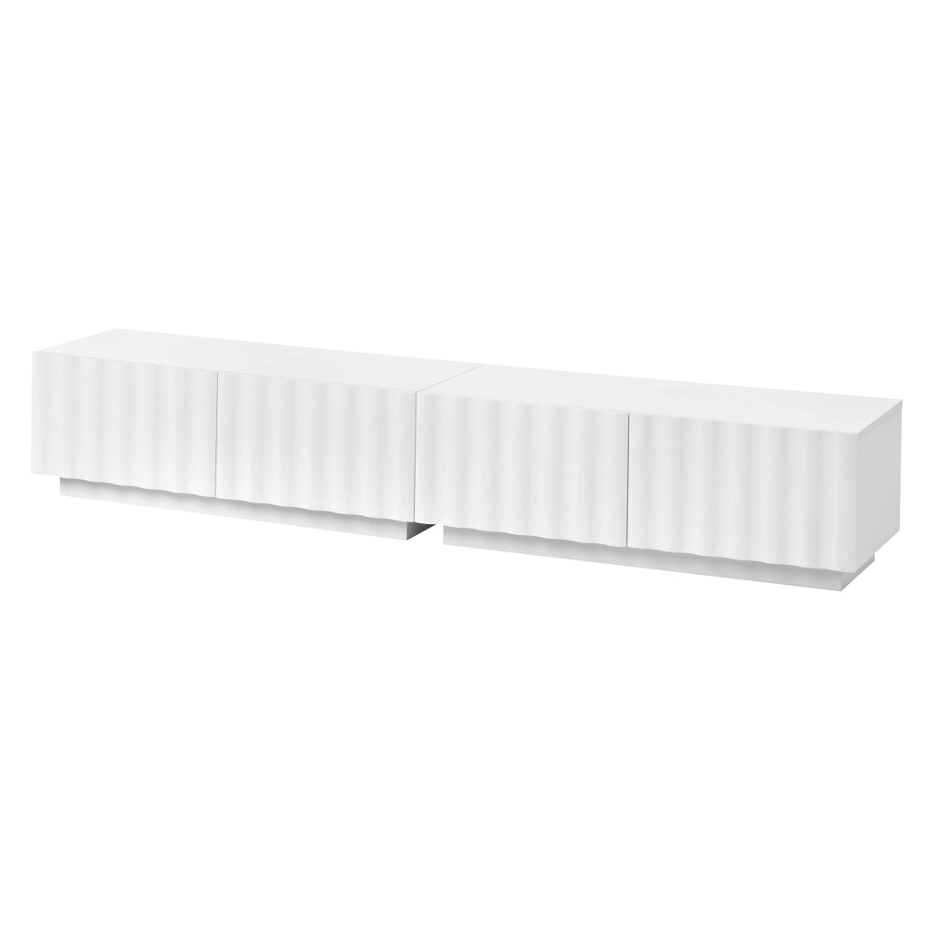 Mobile TV, motivo ondulato, cassetti con apertura a pressione, stile minimalista, bianco