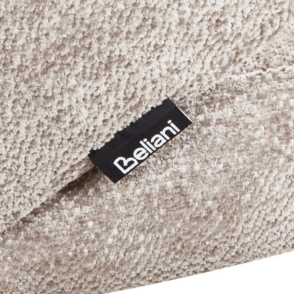 Sedia a dondolo in tessuto tortora gambe in legno e metallo pattini design moderno soggiorno