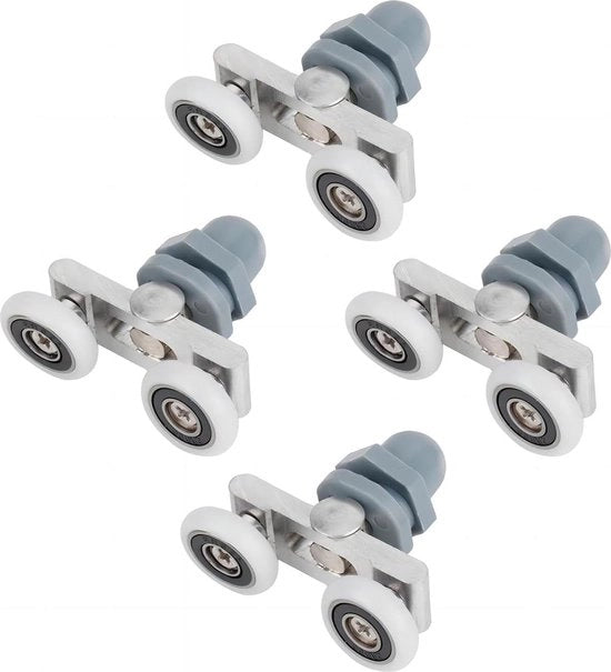 Ruote a Rotolamento - 4 UNID  Doppio Rotolamento di Scorrimento Duraturo Ruota per Porte Scorrevoli di Vetro Bagno Porta Bagno 20mm-23mm-25mm - Alta Qualità