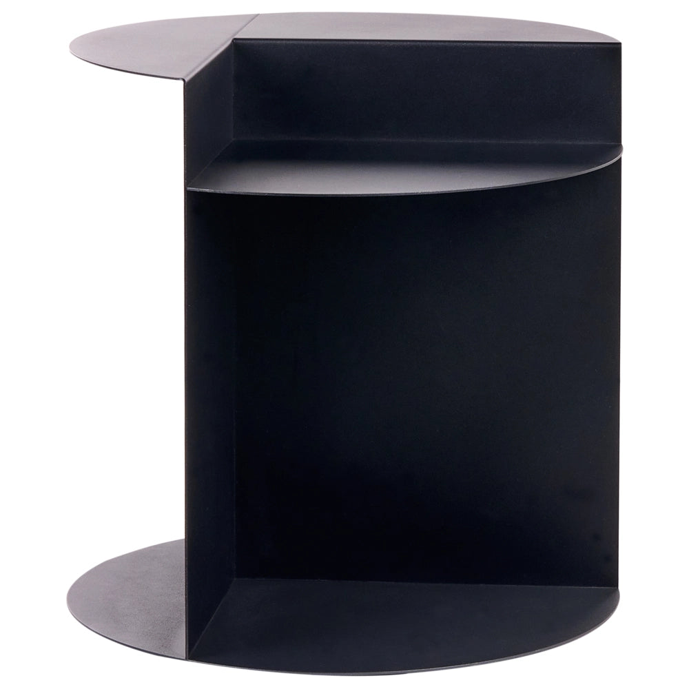 Tavolino basso rotondo in metallo nero soggiorno elegante