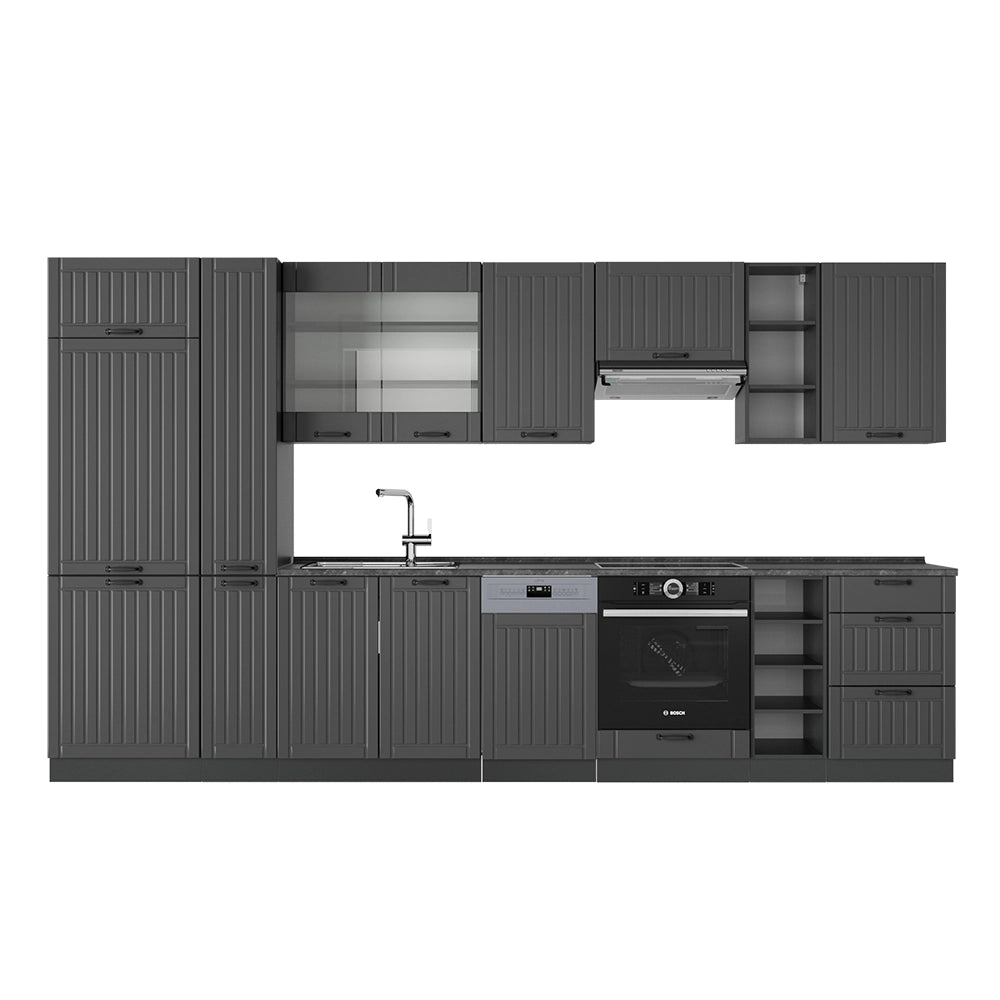 Cucina componibile Fame-Line Grigio scuro/Antracite 355 cm senza piano di lavoro Vicco