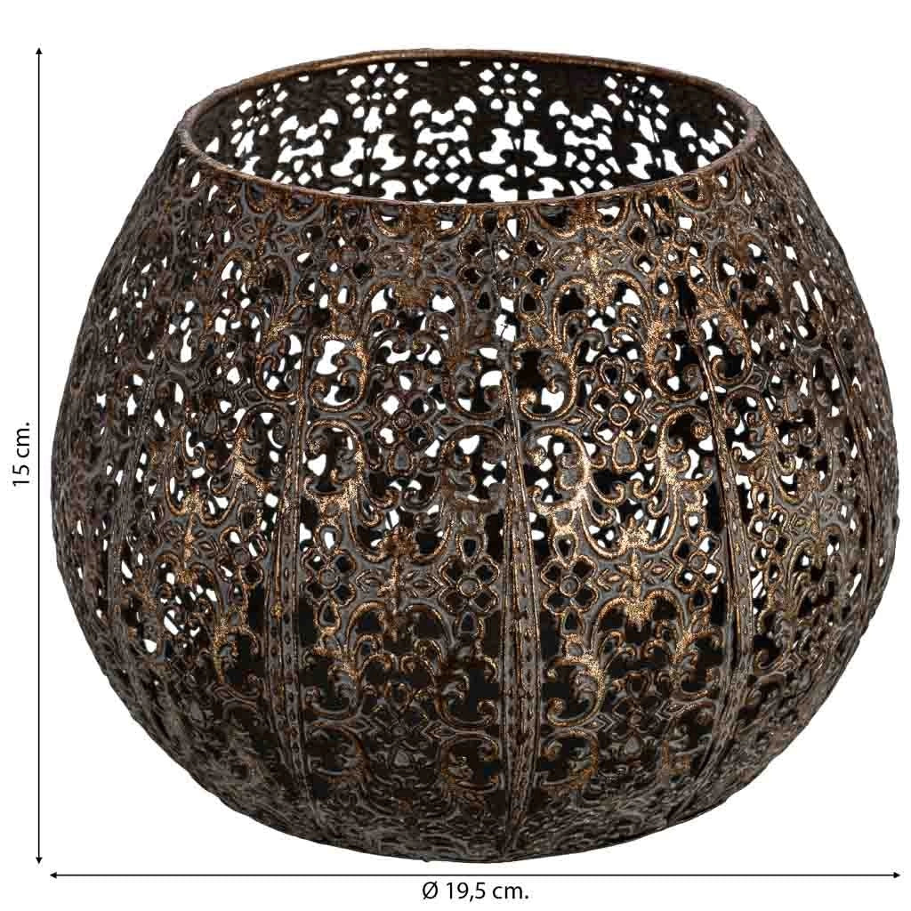 Portacandele in metallo dorato 19,5x19,5x15 cm (altezza)