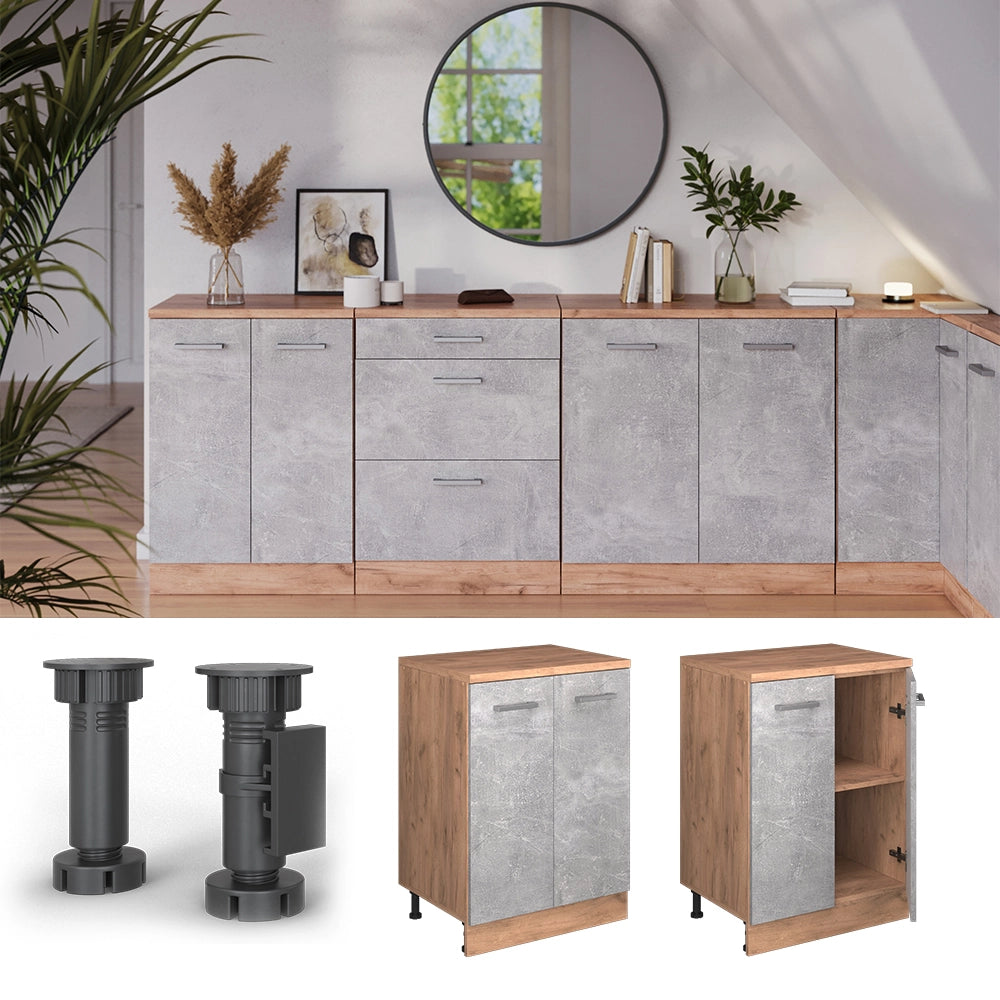 Mobile per mansarda Rion Calcestruzzo/Rovere dorato 60 x 83.8 cm senza inclinazione con 2 ante Vicco