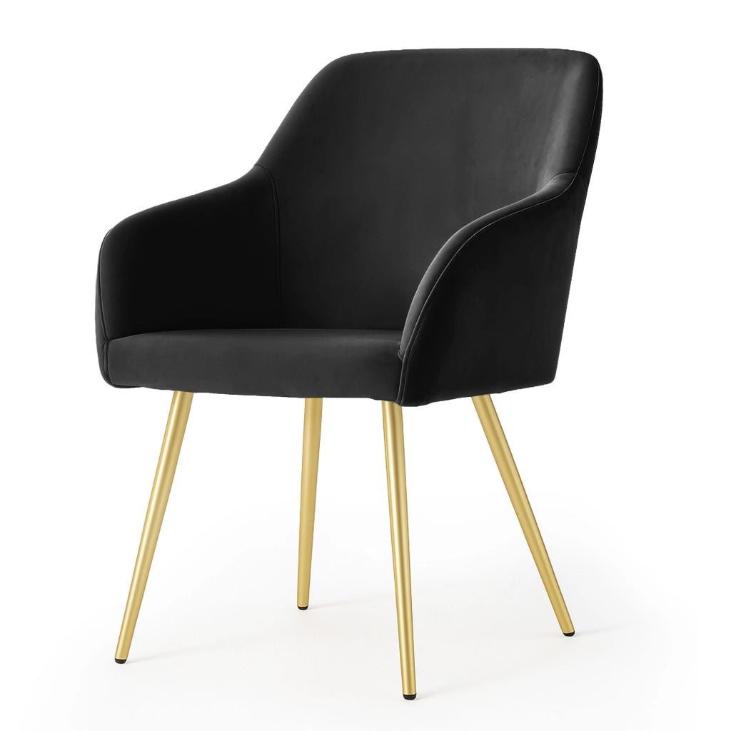 Set di 4 Sedie in velluto liscio ESTELLE Nero gambe oro