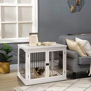Scaffale per cani con due porte e chiusure in MDF bianco per interni 81 × 58,5 × 66 cm