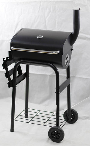 Barbecue a Carbone  con Affumicatore 84x48x116 cm in Acciaio con Ruote Saturnino
