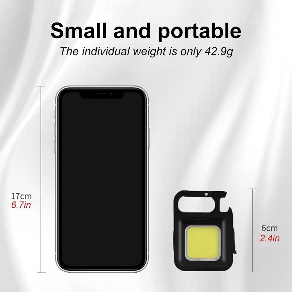 Trade Shop - Mini Torcia Portatile Cob Ricaricabile Portachiavi Multifunzione Emergenza Pesca -