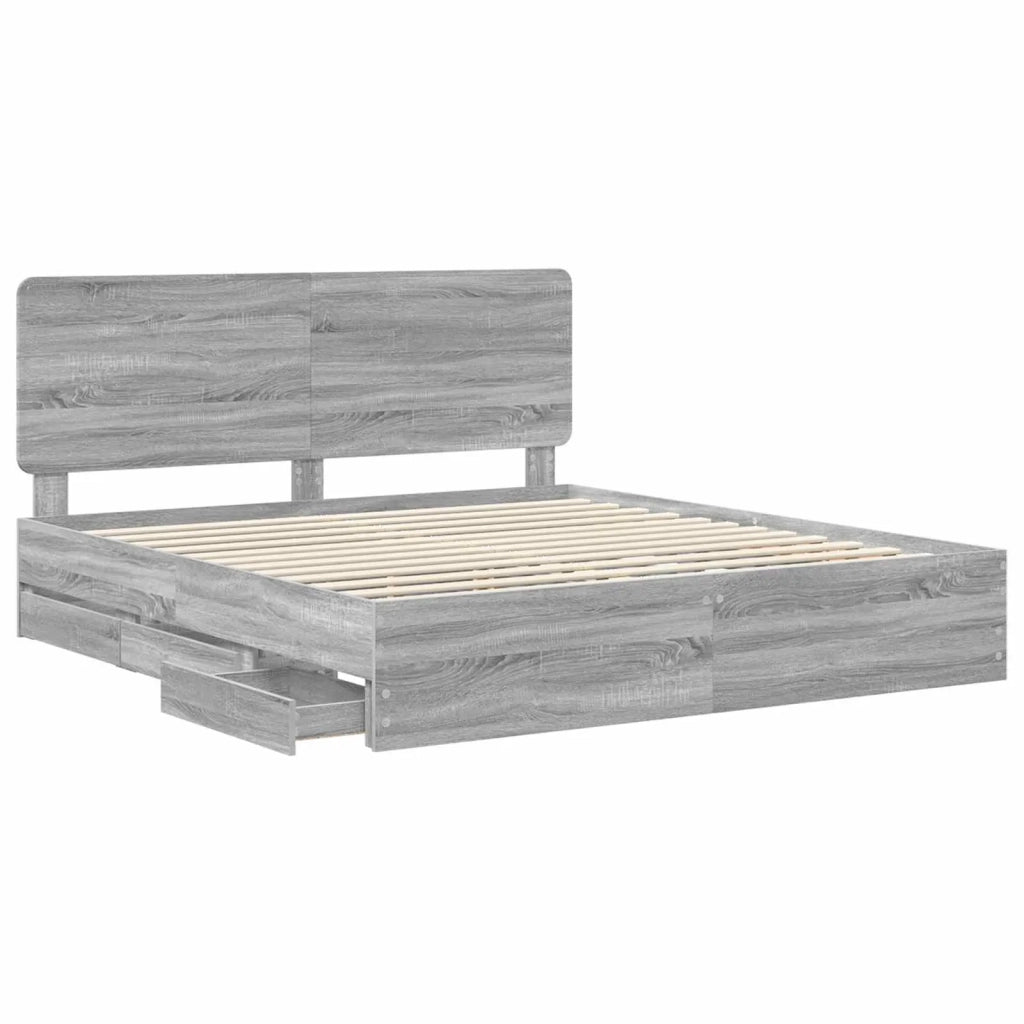 Struttura del letto con cassetto Grigio Sonoma 180 x 200 cm 3412572