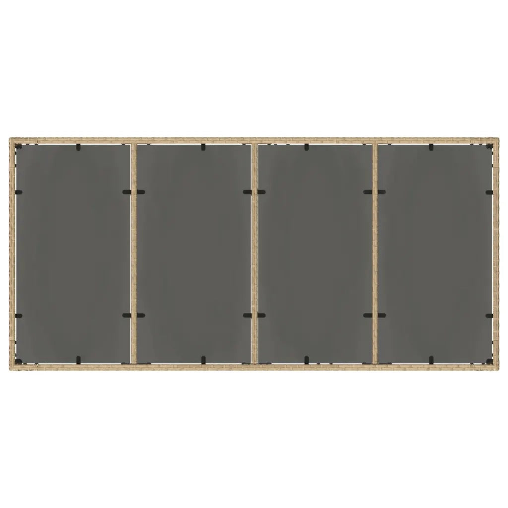 Tavolo da Giardino Piano in Vetro Beige 190x90x75 cm Polyrattan 365539