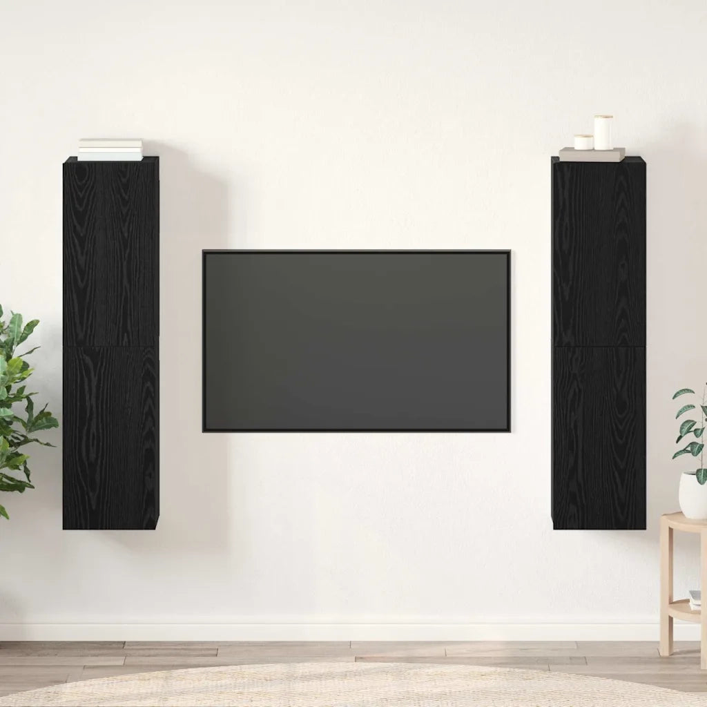 Set mobile TV Montaggio a parete Rovere Nero Legno multistrato 3393517
