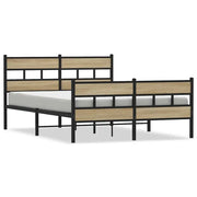 Letto matrimoniale | Letto per adulti | Giroletto senza Materaso in Metallo Rovere Sonoma 150x200 cm