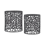 Set di 2 tavolini Delta in alluminio traforato nero